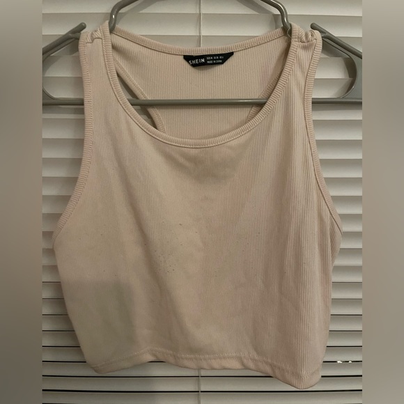 Cream colored tank/crop top. Shein size M. Worn 1-2 times - Picture 1 of 3